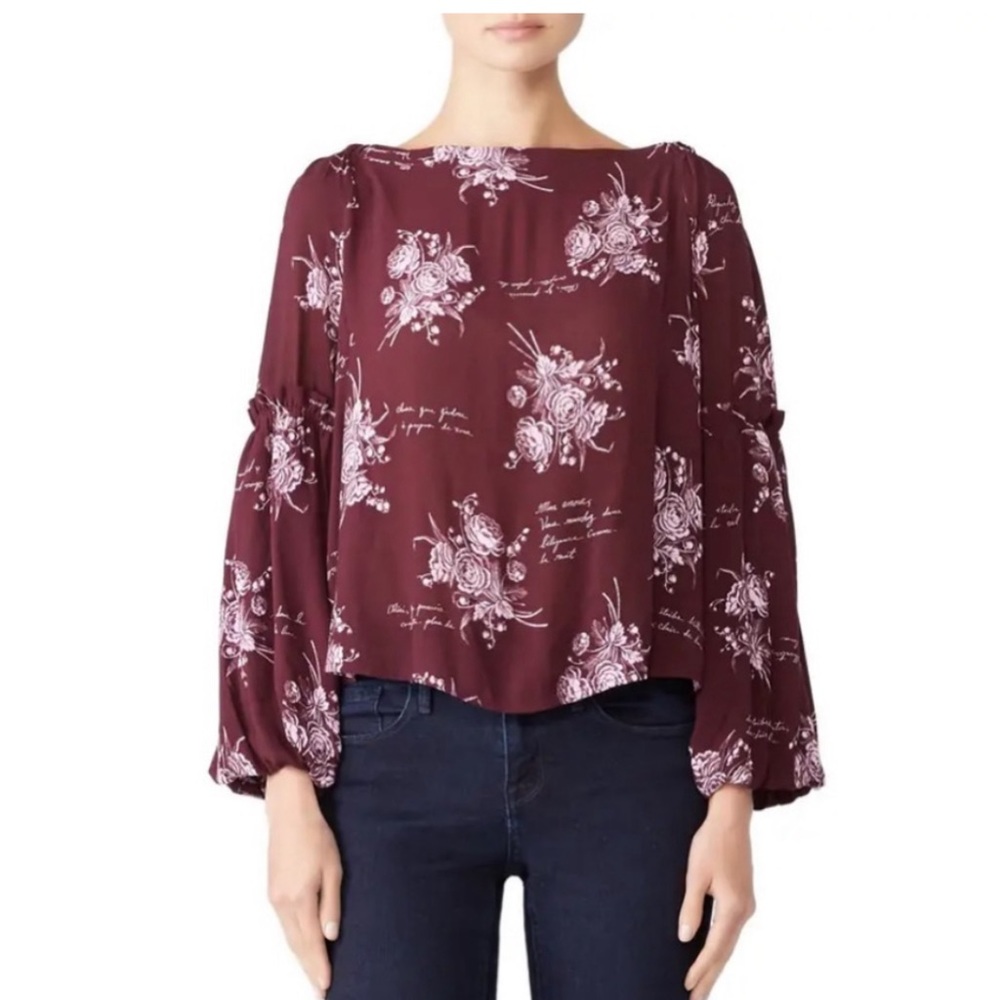 Cinq à Sept • Floral Amelie Top Blouse in Wine